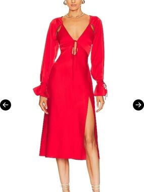 L’Academie Connor Midi dress red satin dress